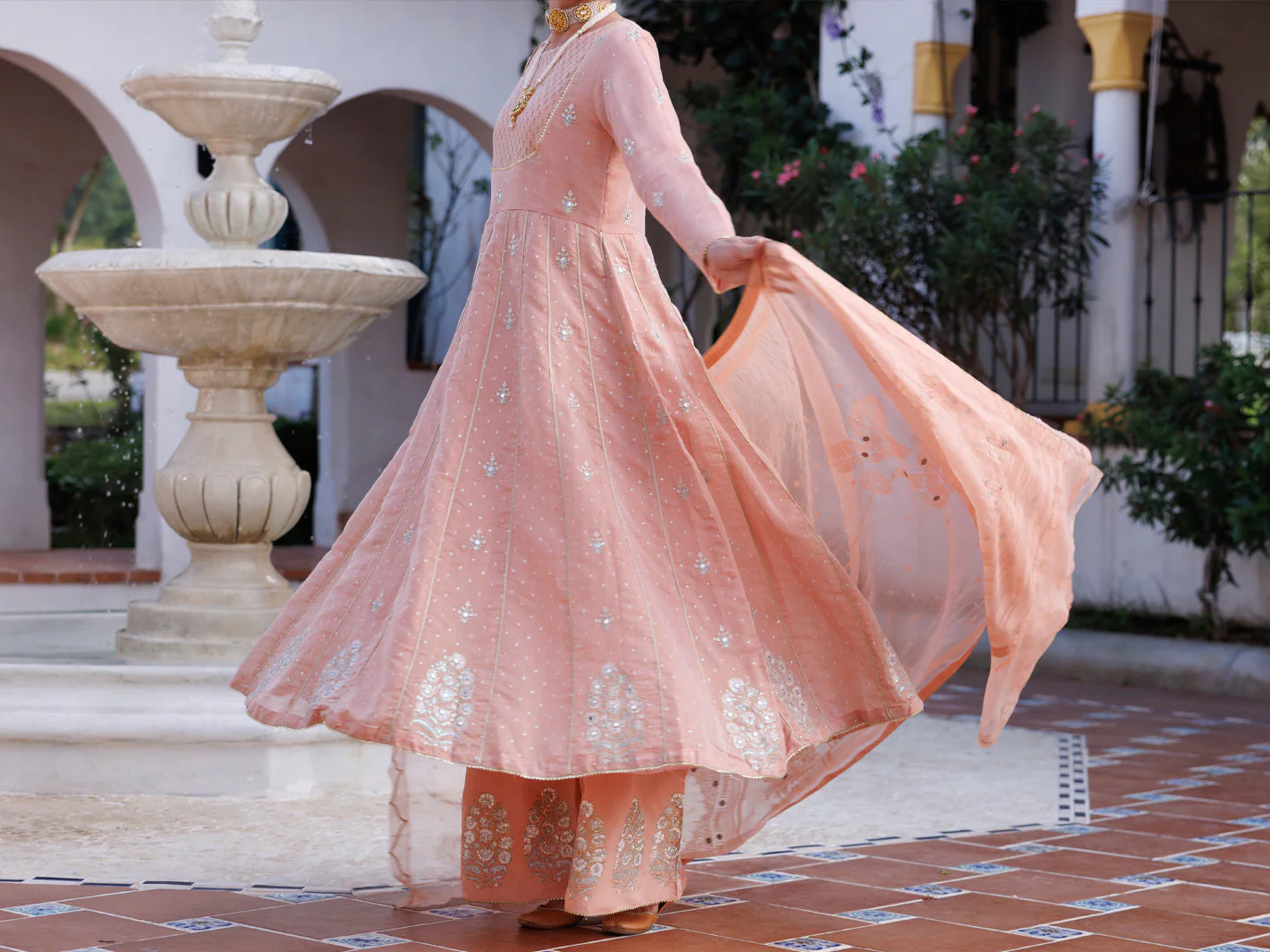 LIGHT PINK MESURI NET 3PC STITCHED | AL-3PS-LS-488/AM-3012D - Image 4