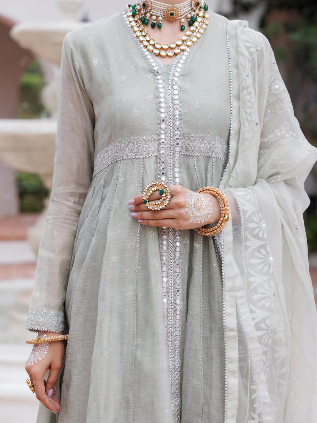 PISTACHIO GREEN MESURI NET 3PC STITCHED | AL-3PS-LS-490/AM-3012B - Image 5