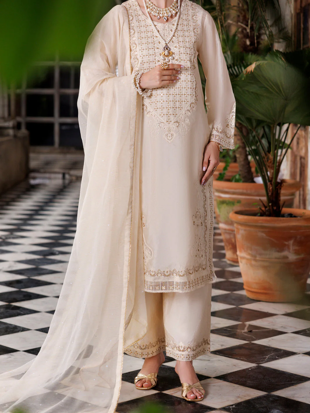 OFF WHITE RAW SILK 3PC STITCHED | AL-3PS-LS-504/AM-3148A