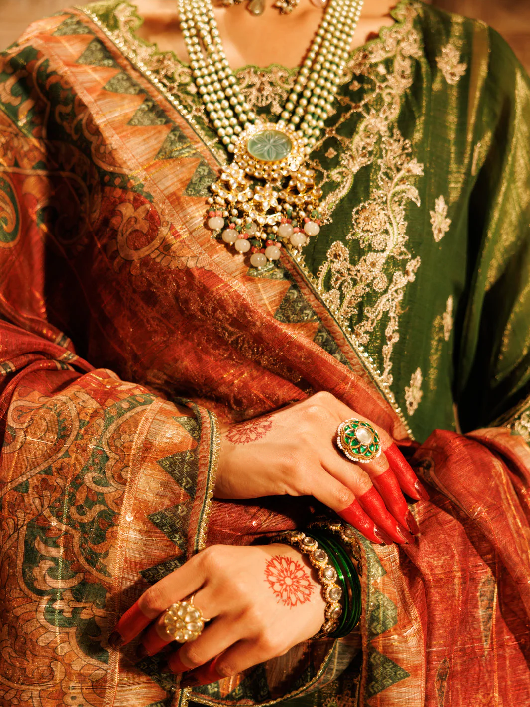 MEHNDI GREEN MESURI NET 3PC STITCHED | AL-3PS-LS-550/FB-550A - Image 3