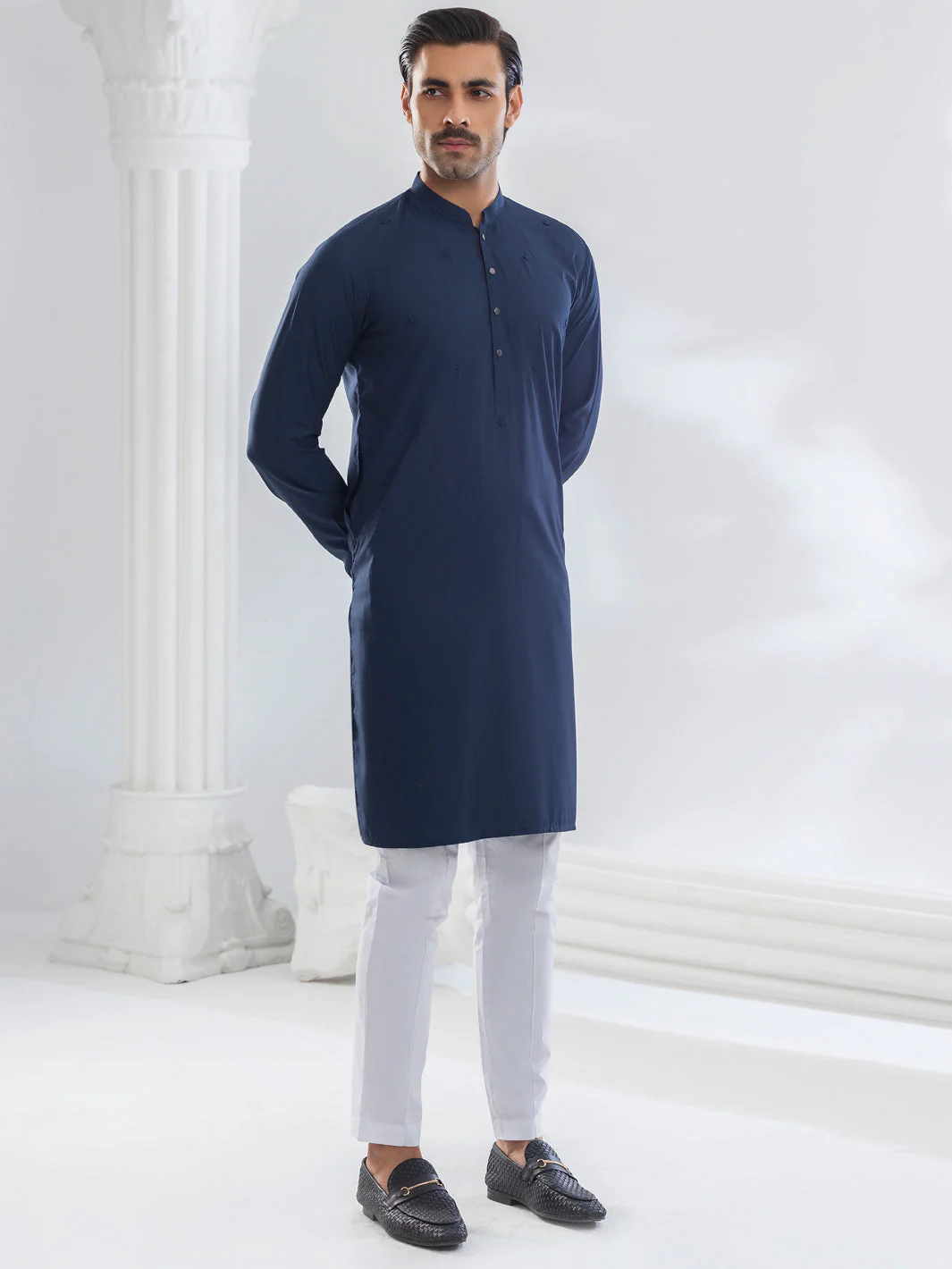 NAVY BLUE BLENDED KURTA | AL-K-1168B/AM-6207B