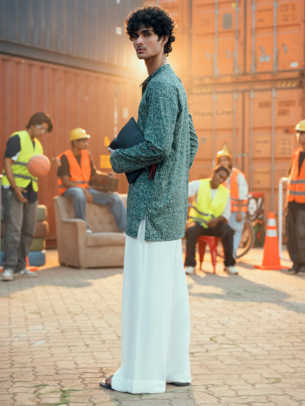 GREEN COTTON KURTA | AL-K-1191/AM-6311C - Image 2