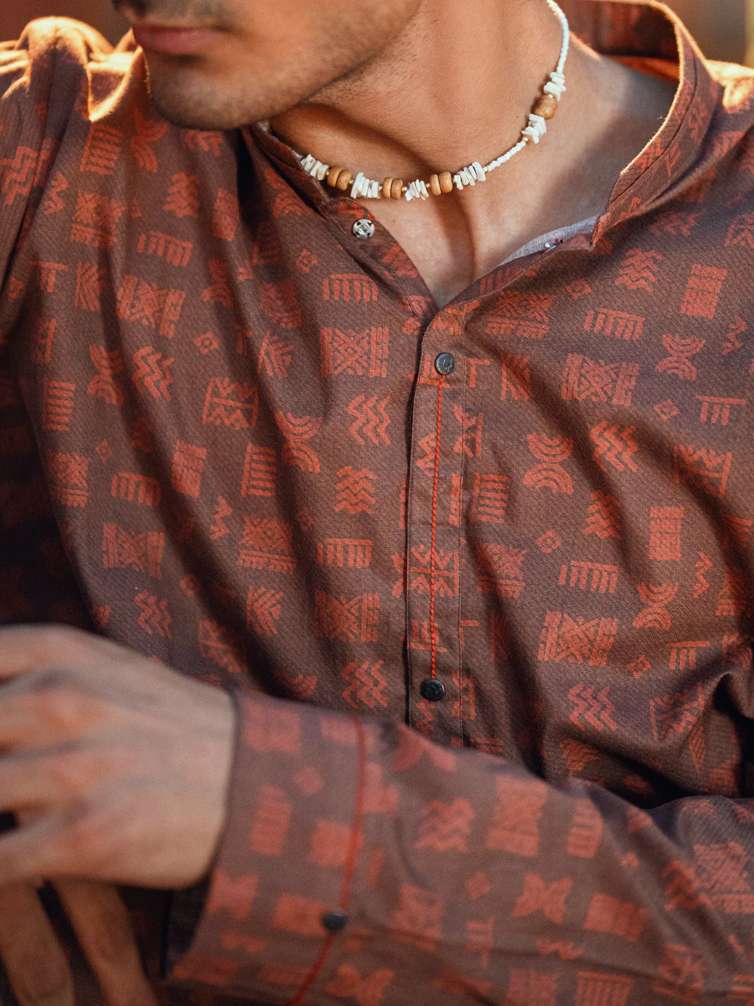 BROWN COTTON KURTA | AL-K-1197/AM-6311G - Image 4