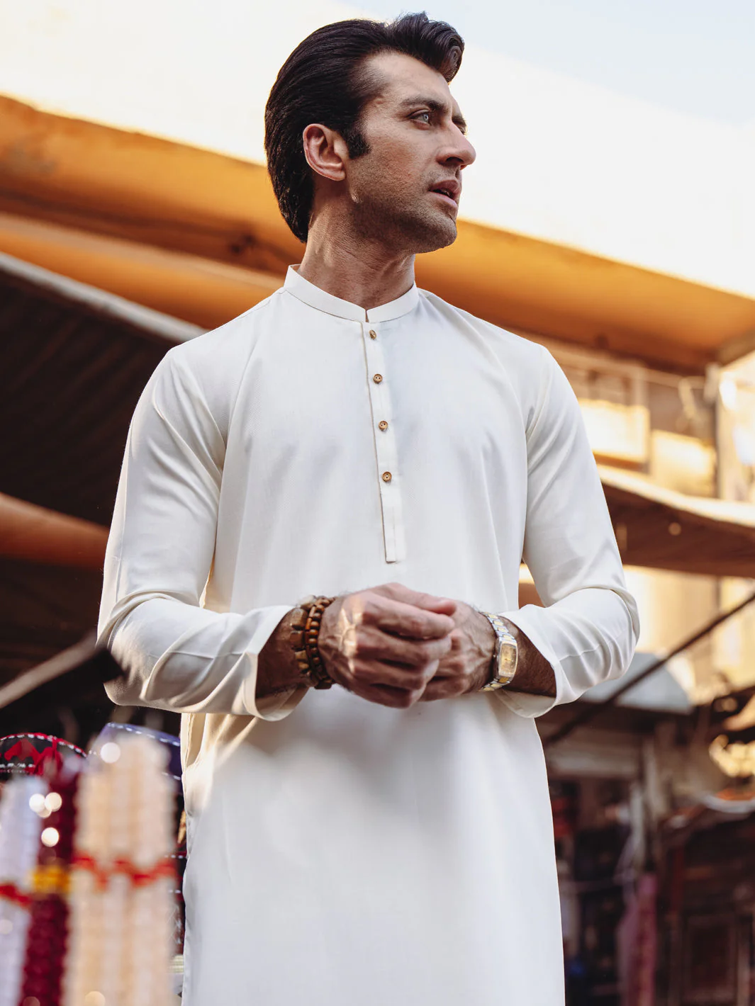 OFF WHITE BLENDED KURTA | AL-K-1259/AM-6314A - Image 2