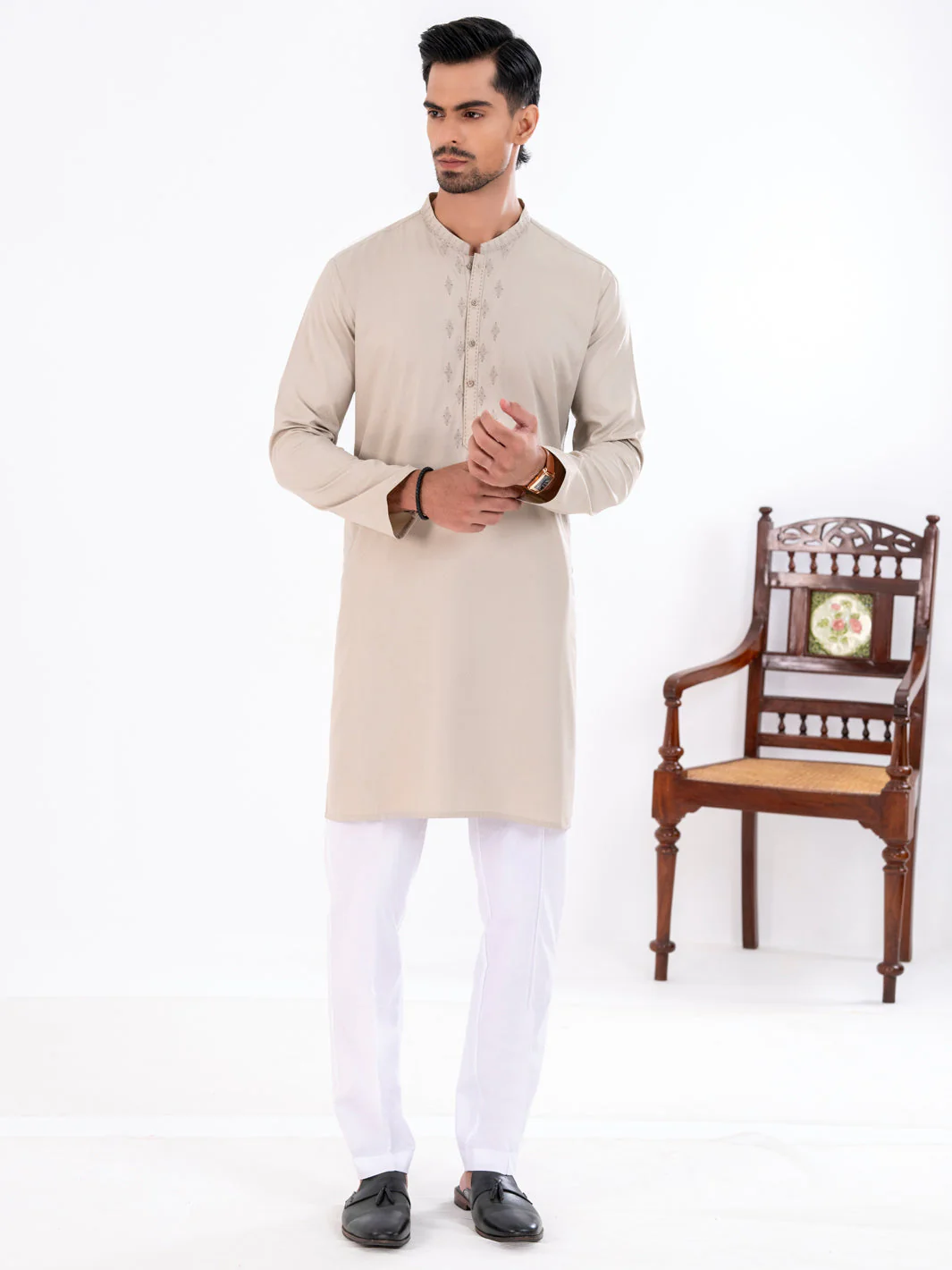 IVORY BLENDED KURTA | AL-K-1267/AM-6301B - Image 3