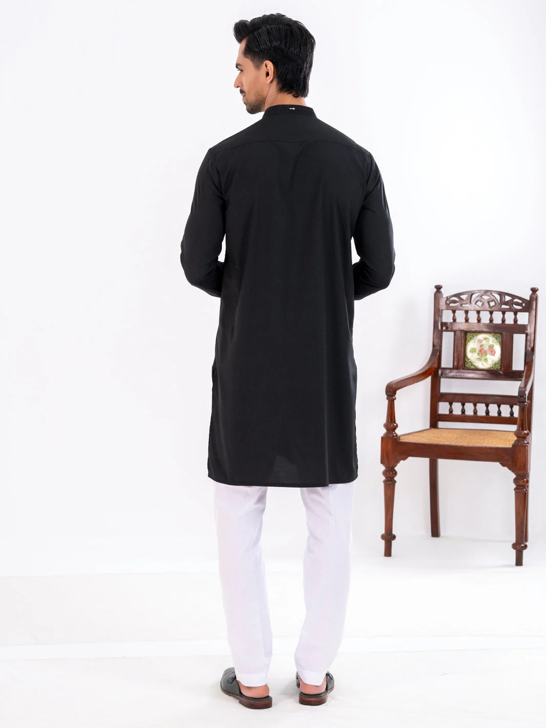 BLACK BLENDED KURTA | AL-K-1269/AM-6301D - Image 4