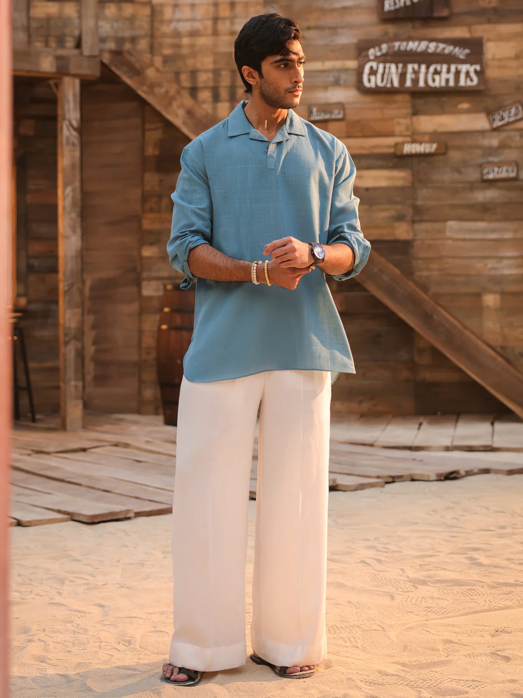 BLUE COTTON KURTA | AL-K-1293/AM-15036C - Image 4