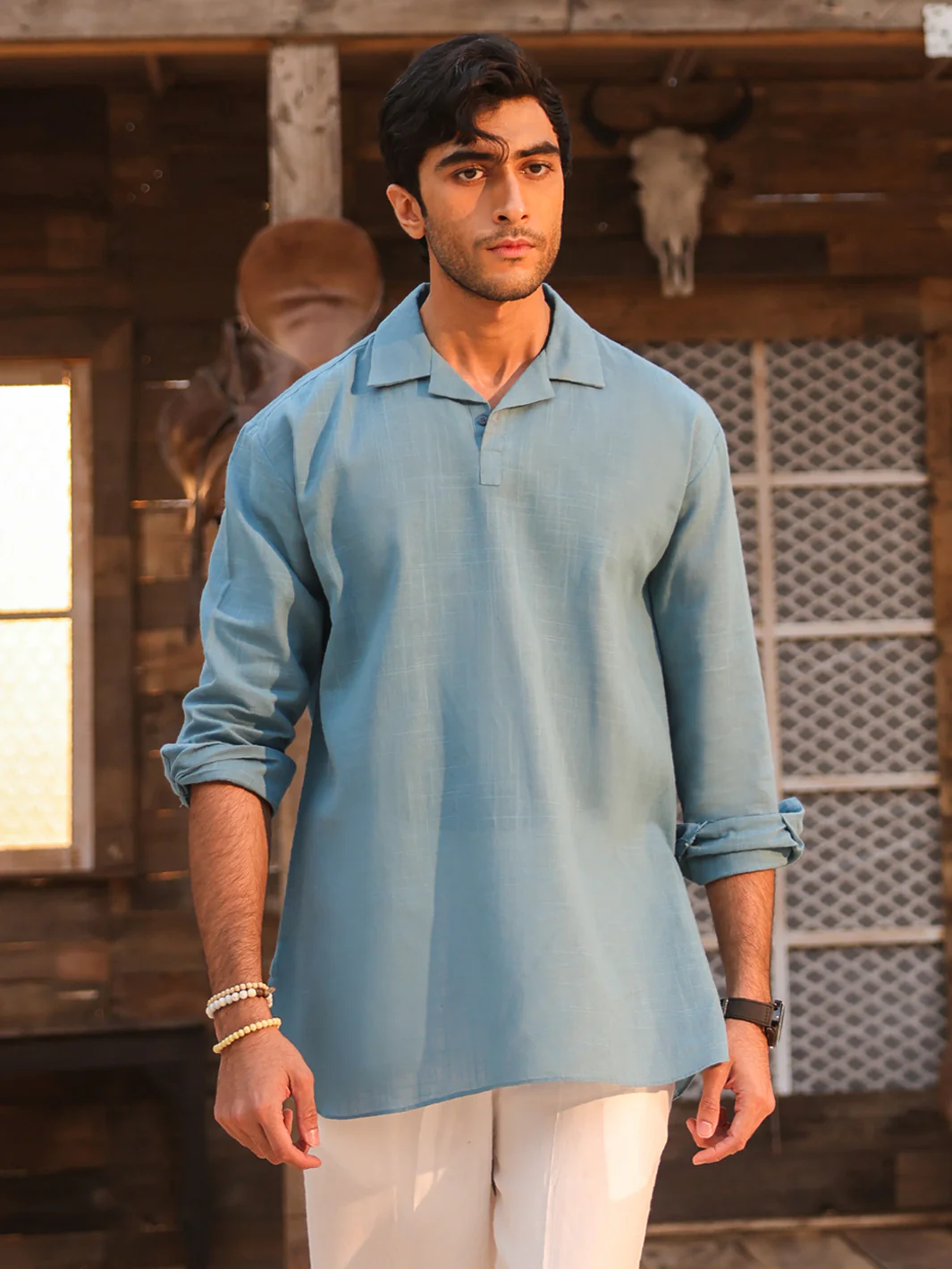BLUE COTTON KURTA | AL-K-1293/AM-15036C - Image 5