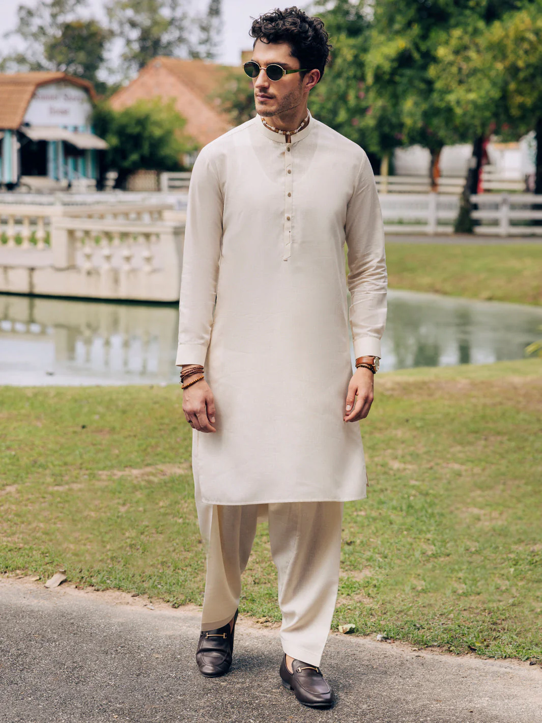 BEIGE BLENDED KAMEEZ SHALWAR | AL-KS-3105/AM-6199A