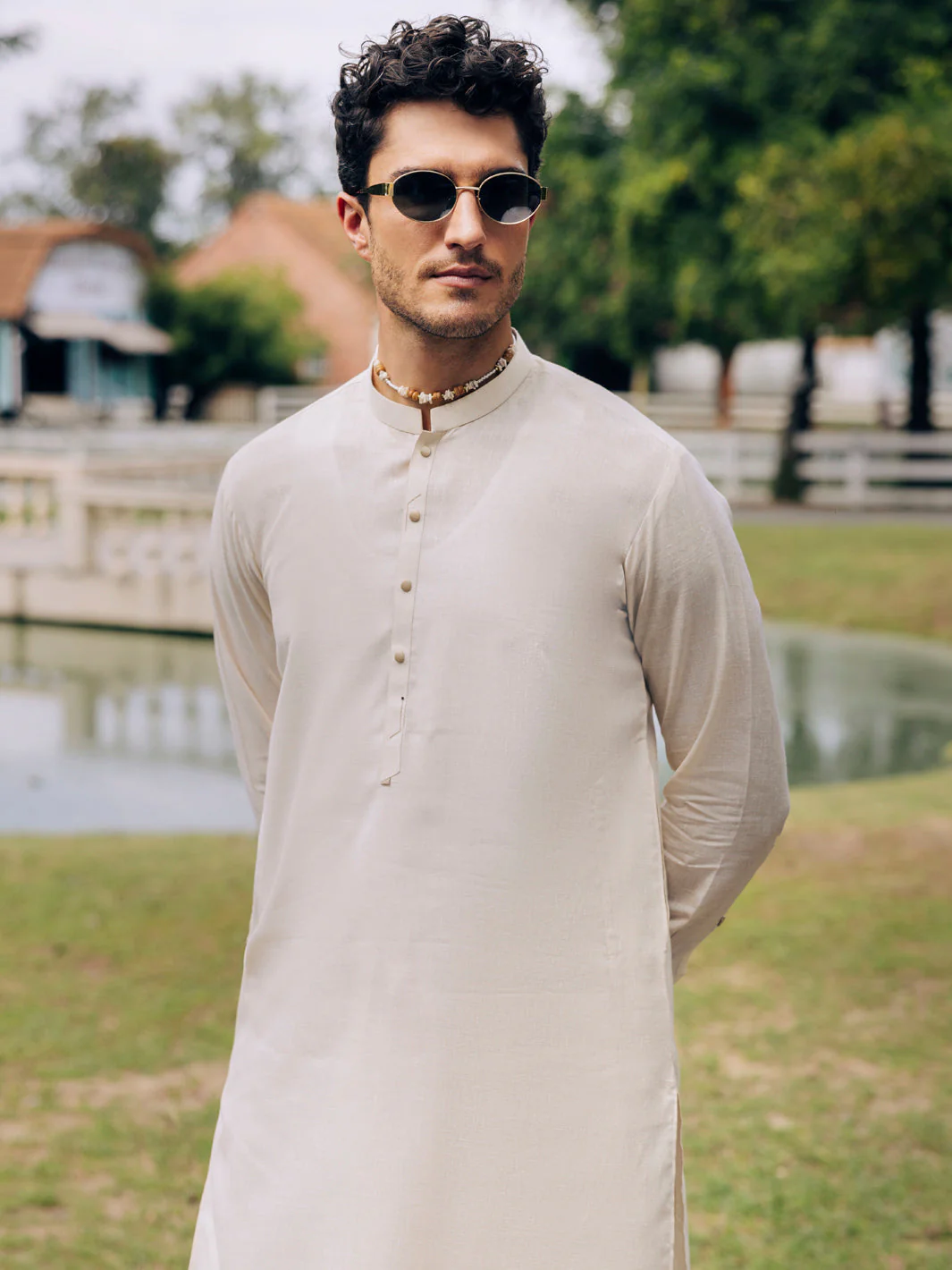 BEIGE BLENDED KAMEEZ SHALWAR | AL-KS-3105/AM-6199A - Image 2