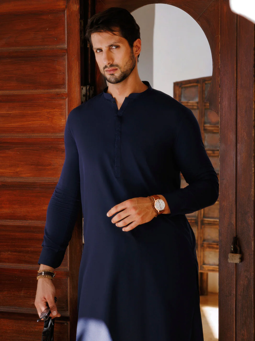 NAVY BLUE BLENDED KAMEEZ SHALWAR | AL-KS-3177/AM-11010F - Image 3