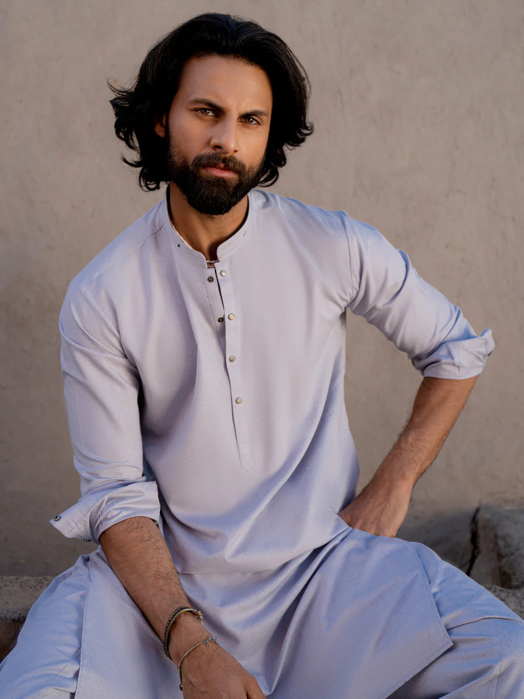 SKY BLUE BLENDED KAMEEZ SHALWAR | AL-KS-3209/AM-6291C - Image 2