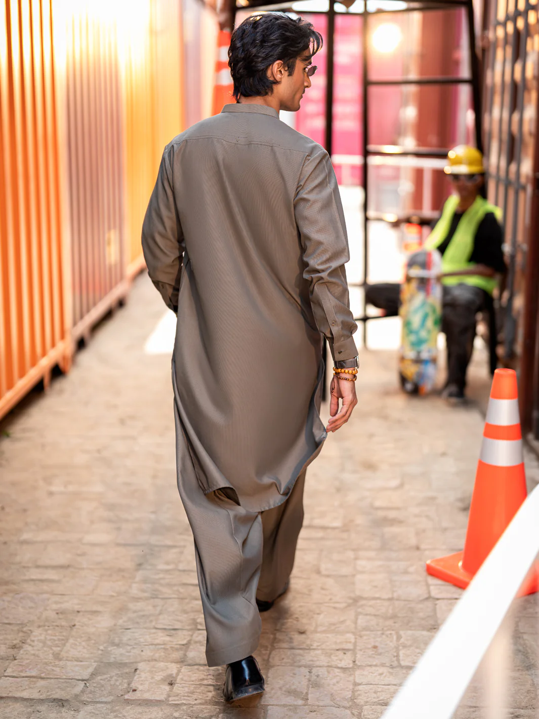 OLIVE GREEN KAMEEZ SHALWAR | AL-KS-3286/AM-6339A - Image 3