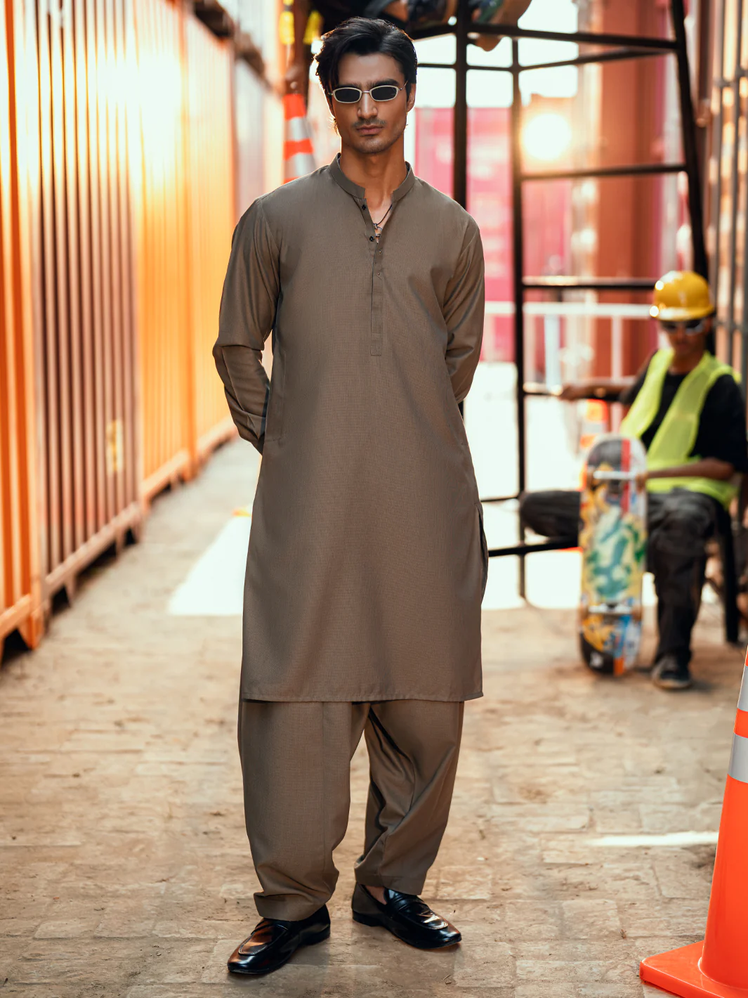 OLIVE GREEN KAMEEZ SHALWAR | AL-KS-3286/AM-6339A - Image 5