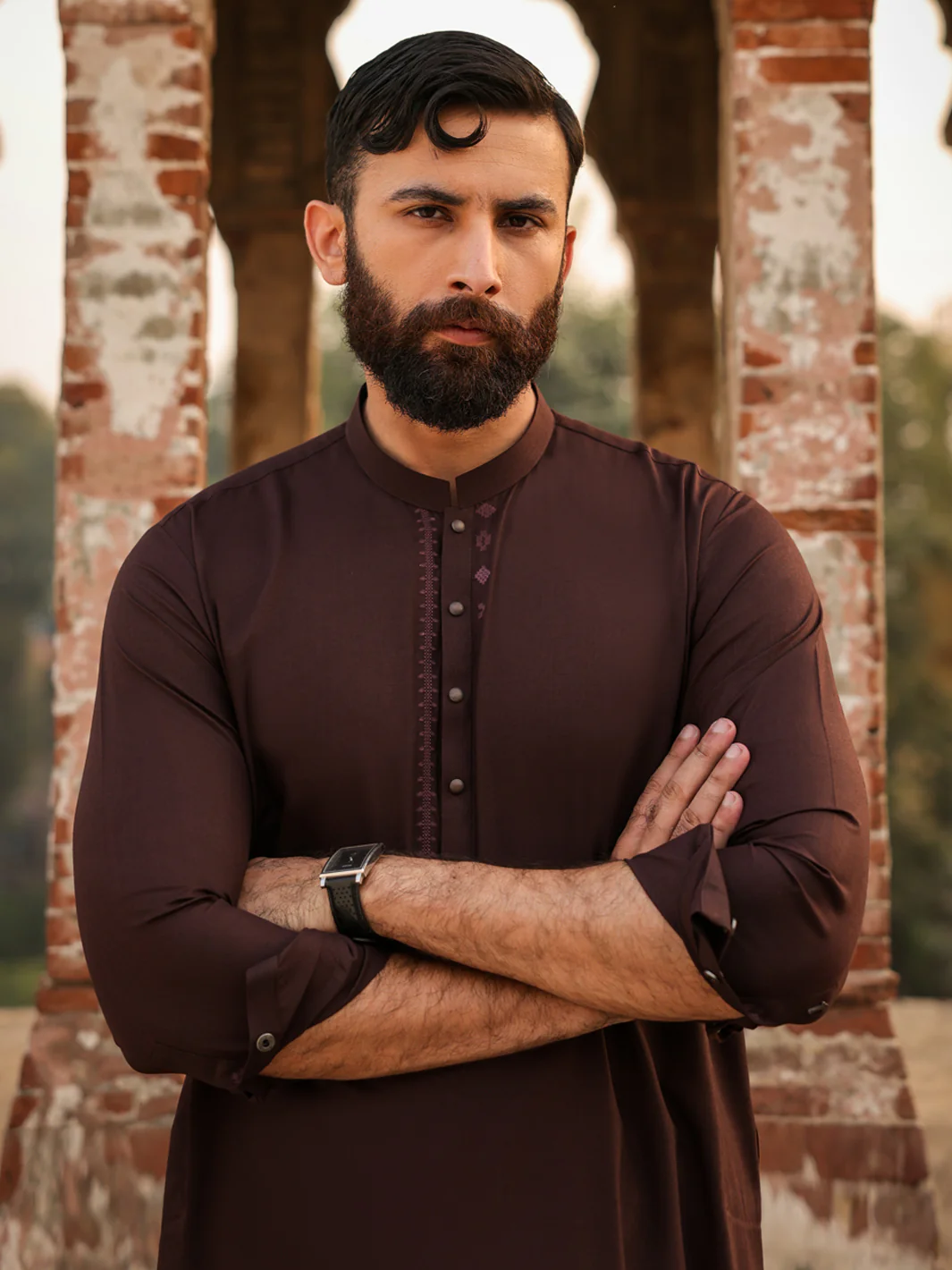 BROWN BLENDED KAMEEZ SHALWAR | AL-KS-3303/AM-6338C - Image 2