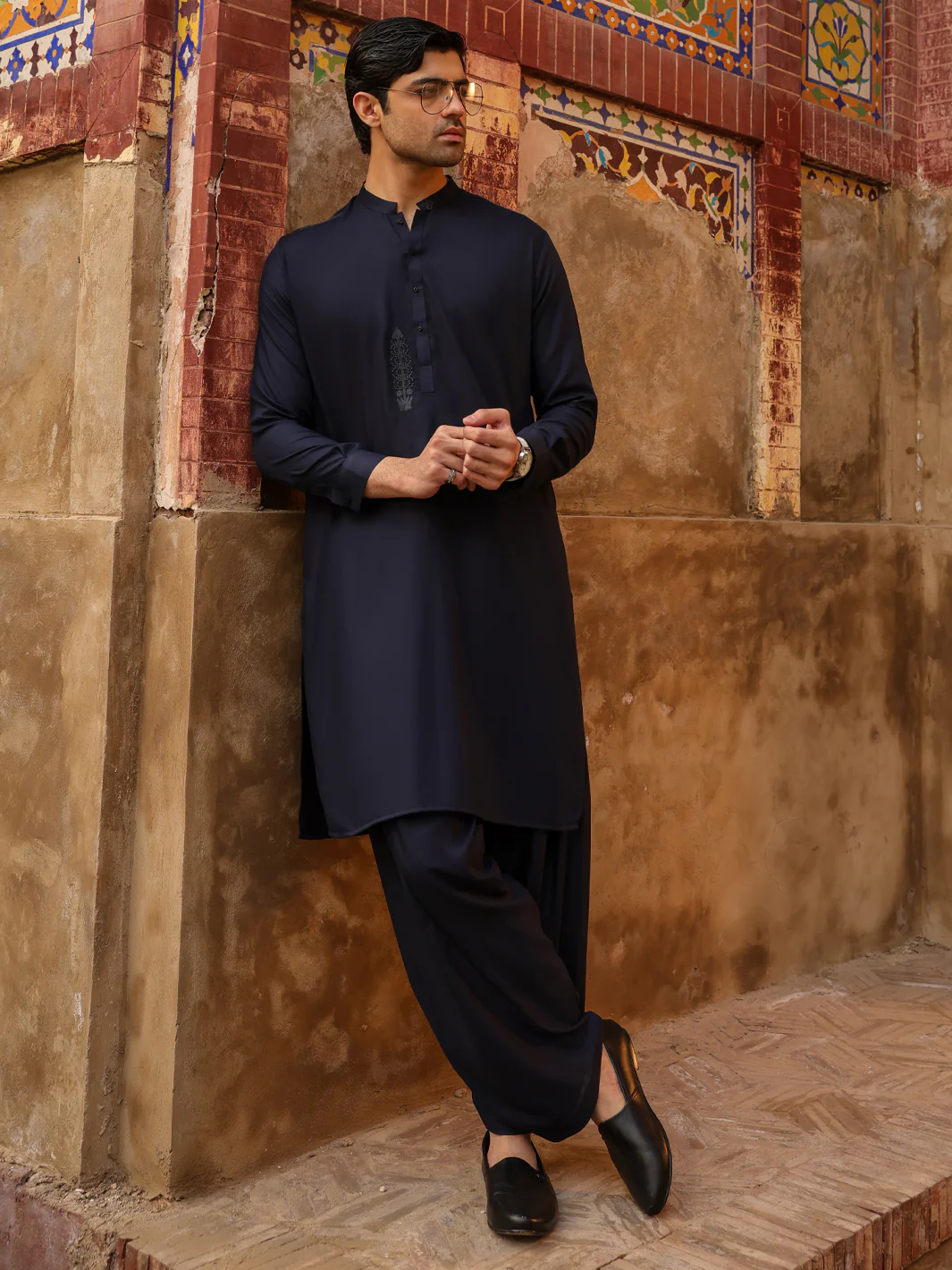 NAVY BLUE KAMEEZ SHALWAR | AL-KS-3316/AM-15068B