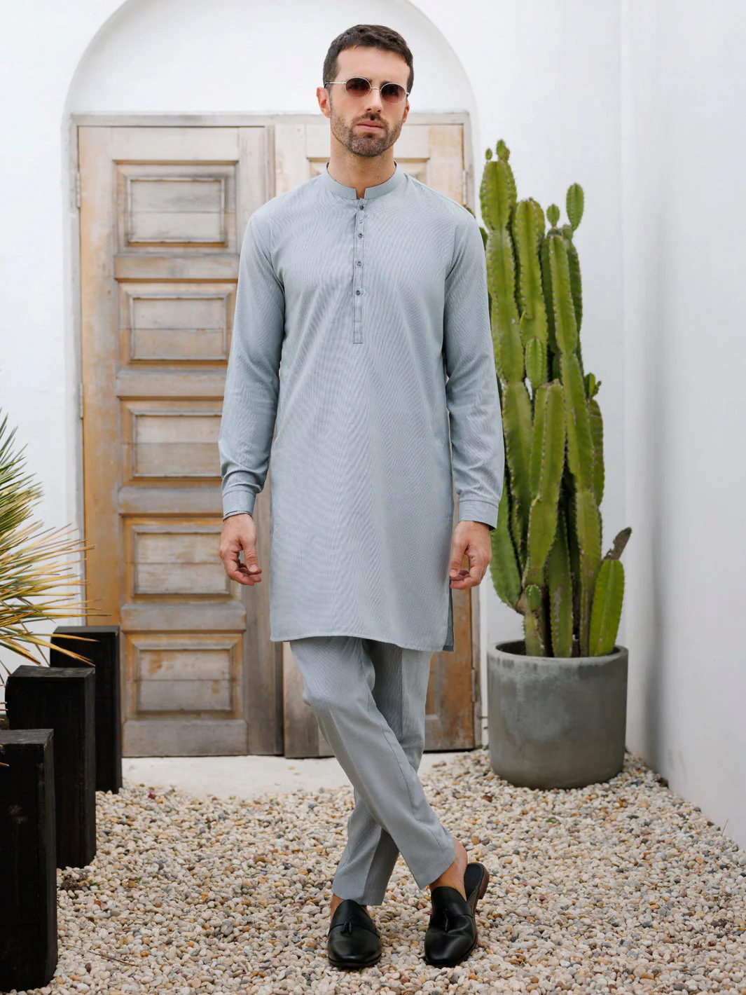 GREY BLENDED KURTA TROUSERS | AL-KT-3090/AM-6212A