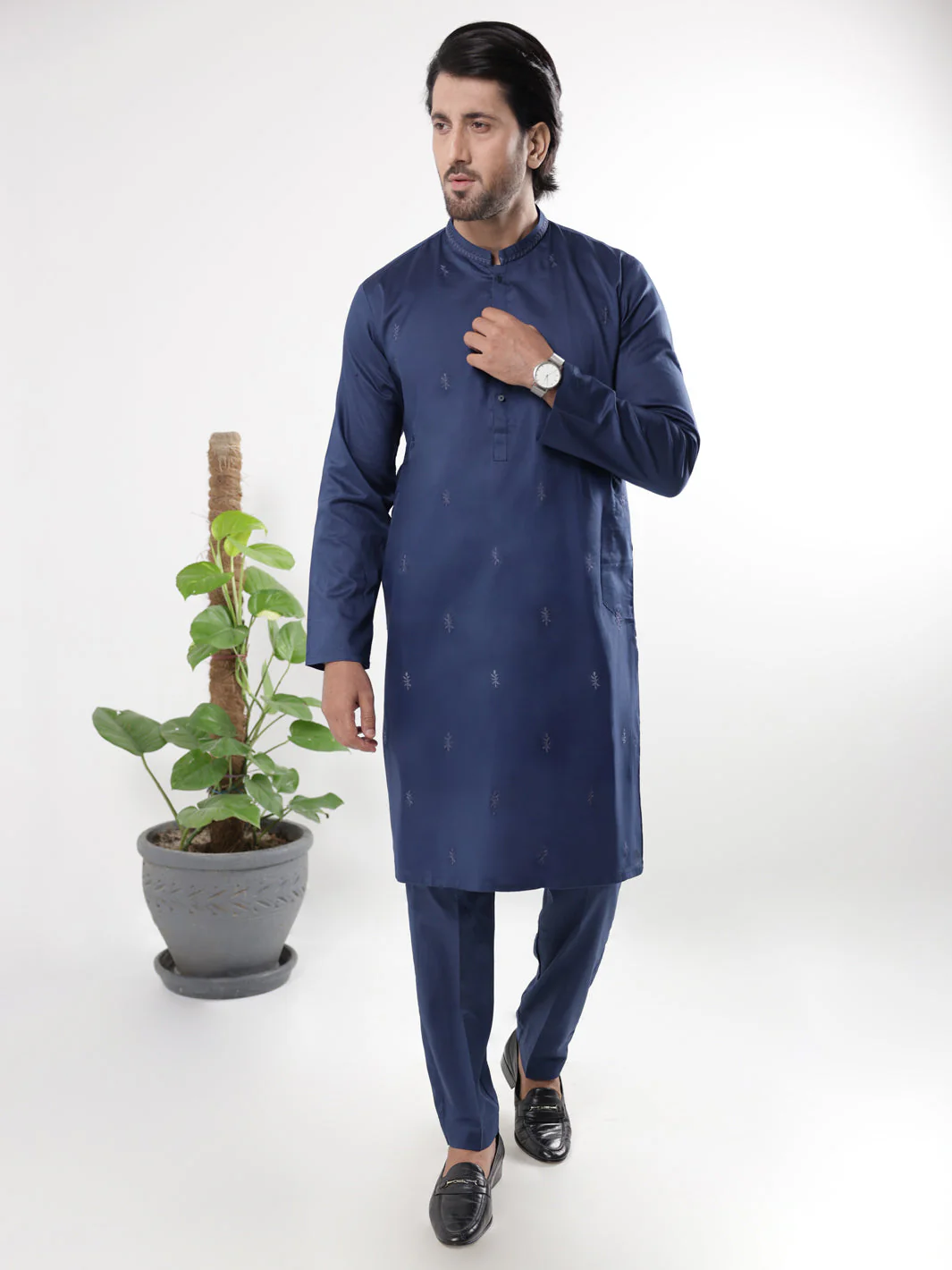 BLUE BLENDED KURTA TROUSERS | AL-KT-3235/AM-6177I