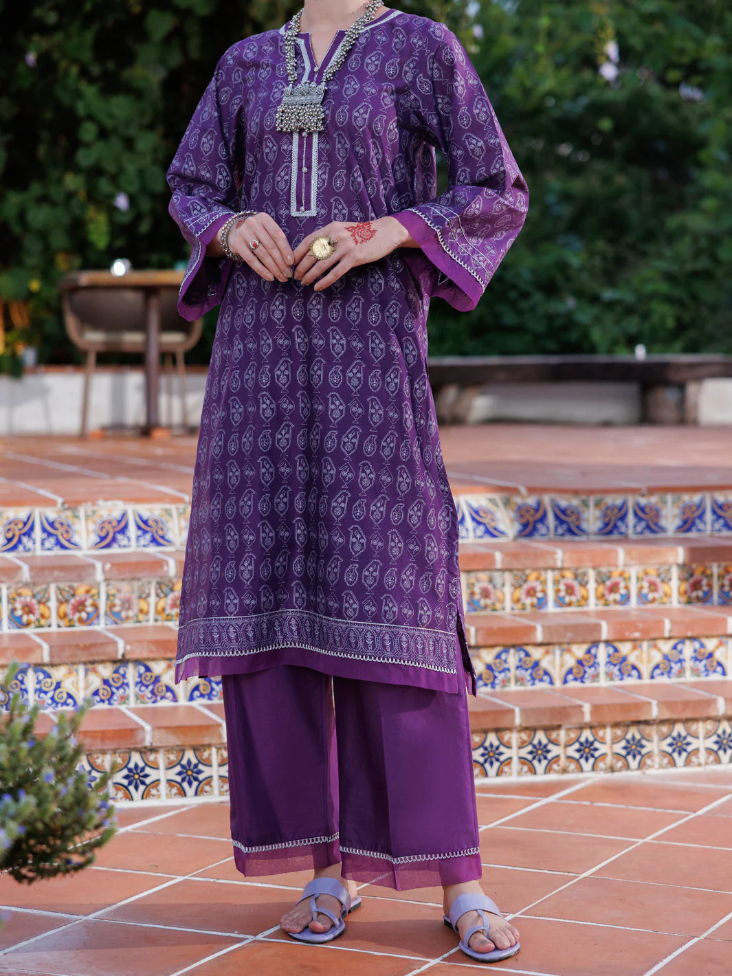 PURPLE LAWN KURTI | AL-LK-1032/FB-1032A
