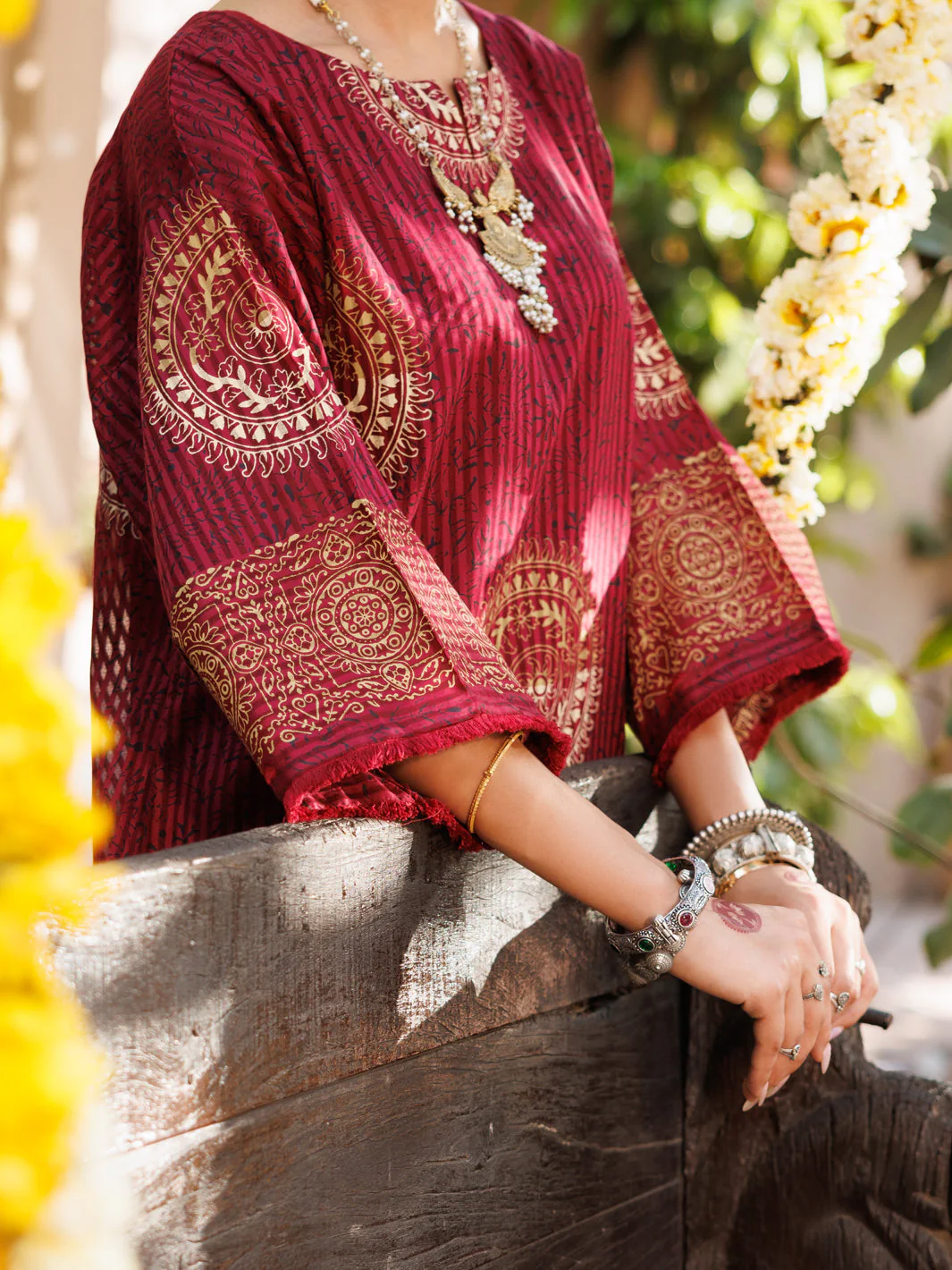 MAROON DOBBY KURTI | AL-LK-1061/FB-1061A - Image 4