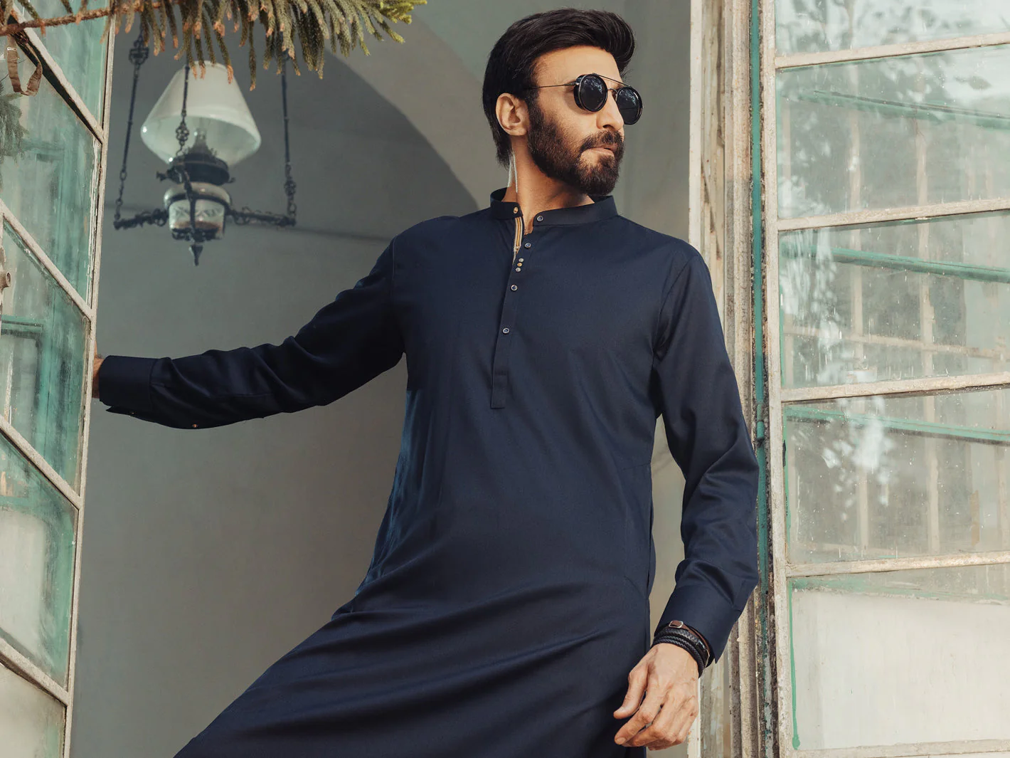 MIDNIGHT BLUE BLENDED KAMEEZ SHALWAR | ALET-KS-1013-R1/AM-6145-C9 - Image 3