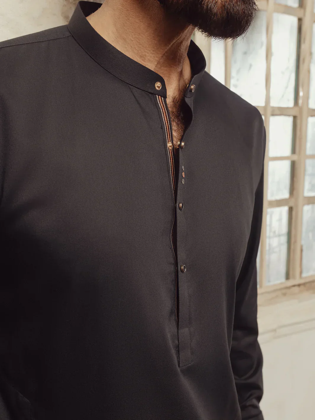 BLACK BLENDED KAMEEZ SHALWAR | ALET-KS-1014-R1/AM-6145-D7 - Image 2