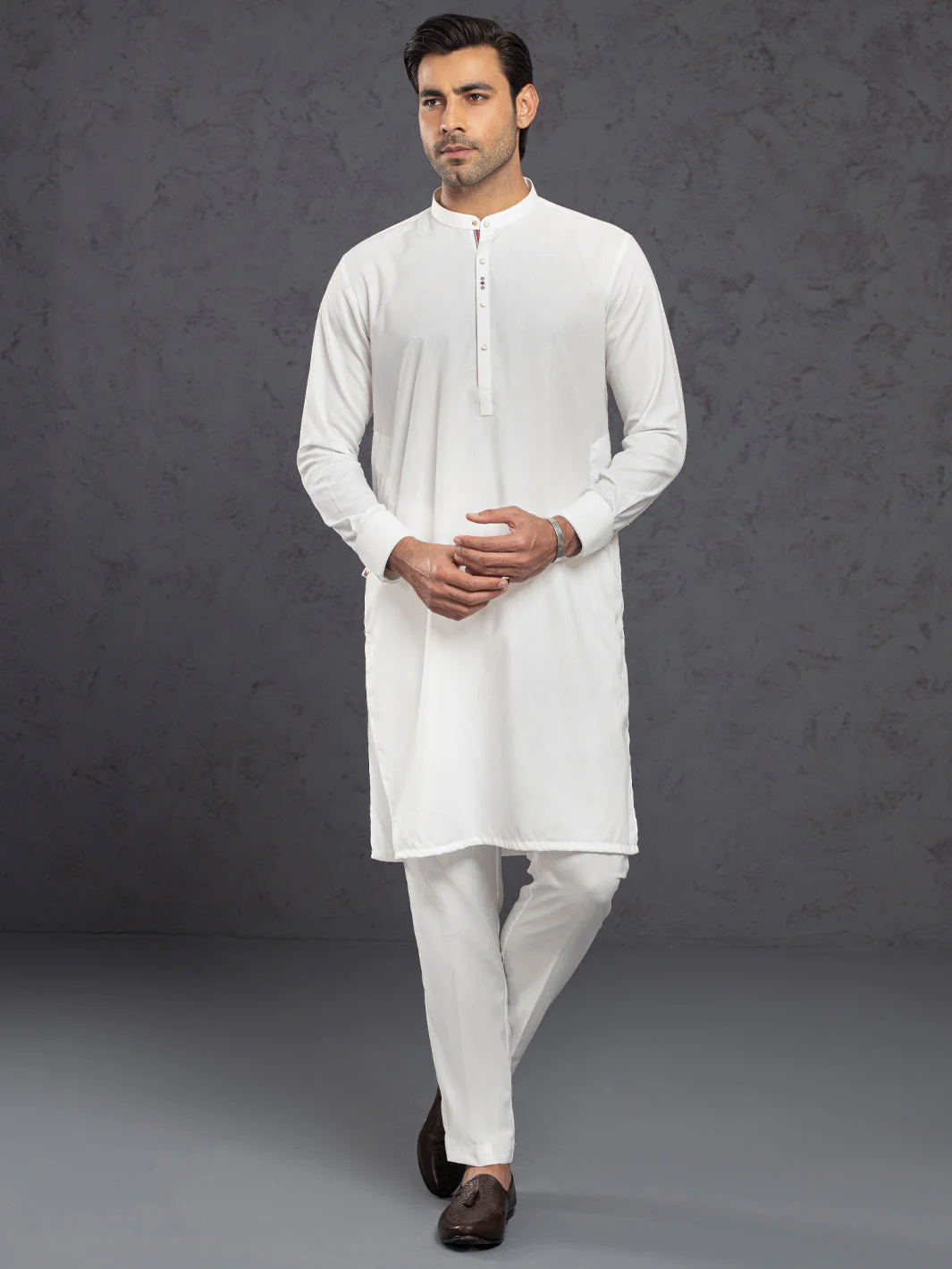 WHITE BLENDED KURTA TROUSERS | ALET-KT-1001-R2/AM-6283A