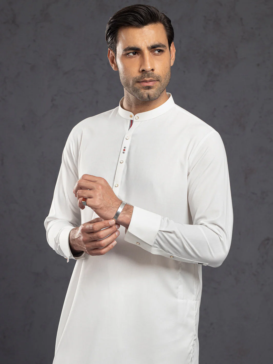 WHITE BLENDED KURTA TROUSERS | ALET-KT-1001-R2/AM-6283A - Image 2