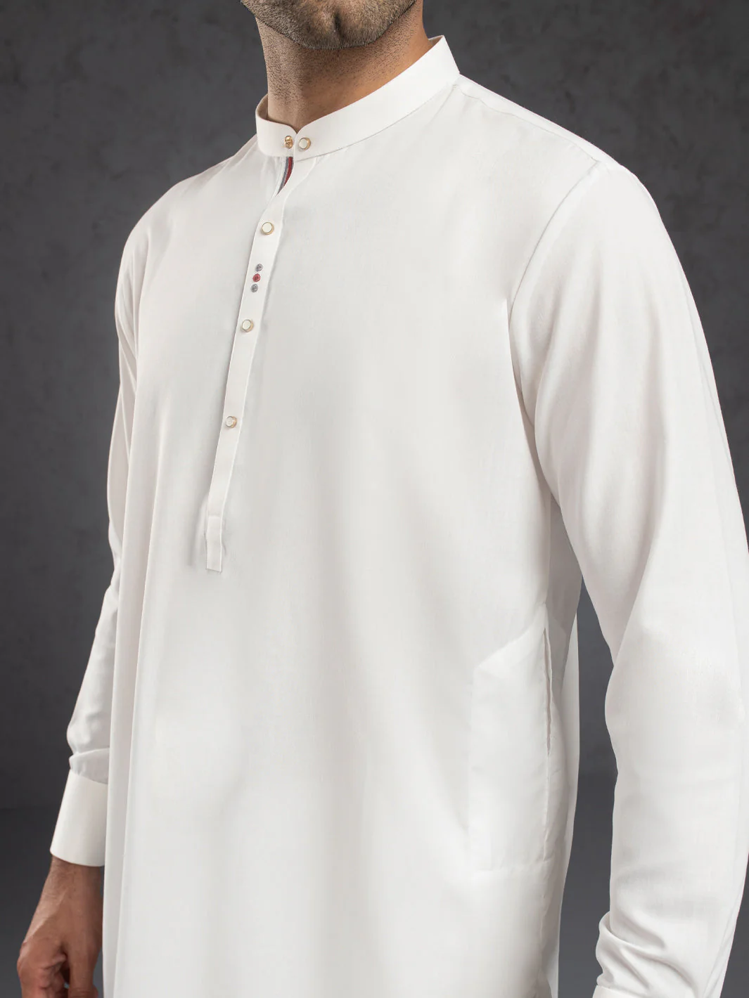WHITE BLENDED KURTA TROUSERS | ALET-KT-1001-R2/AM-6283A - Image 3