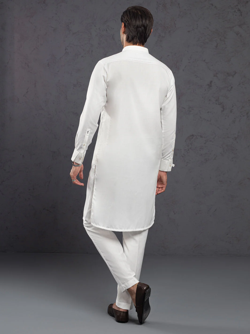 WHITE BLENDED KURTA TROUSERS | ALET-KT-1001-R2/AM-6283A - Image 4