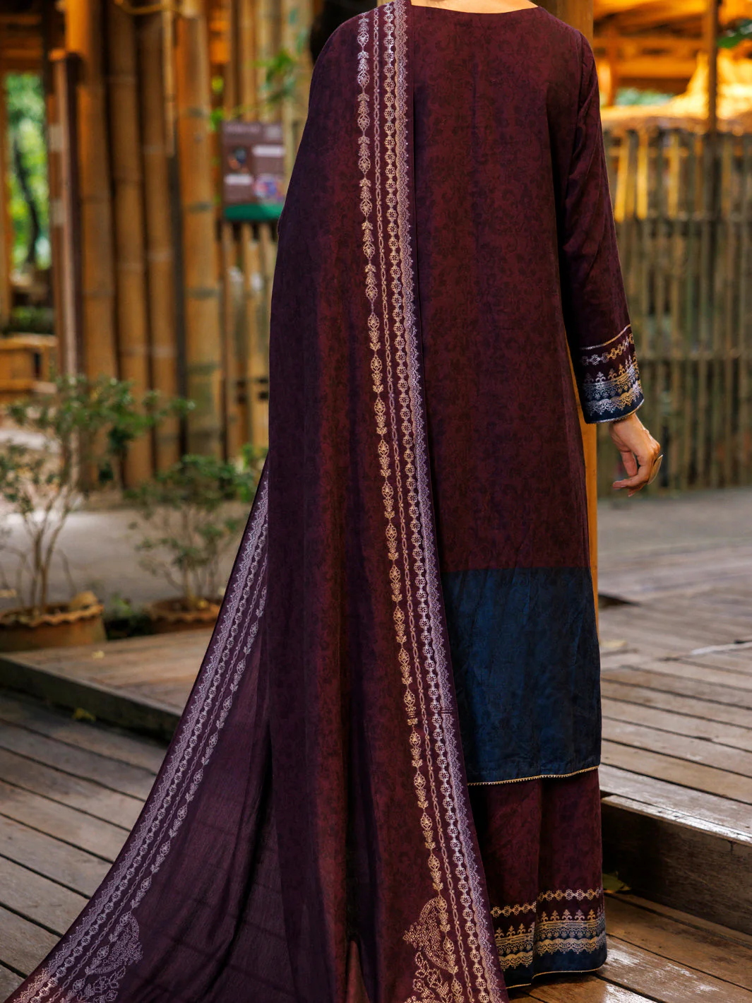 PURPLE YARN DYED JACQUARD 3PC STITCHED | ALP-3PS-2024/S FB-2024A - Image 2