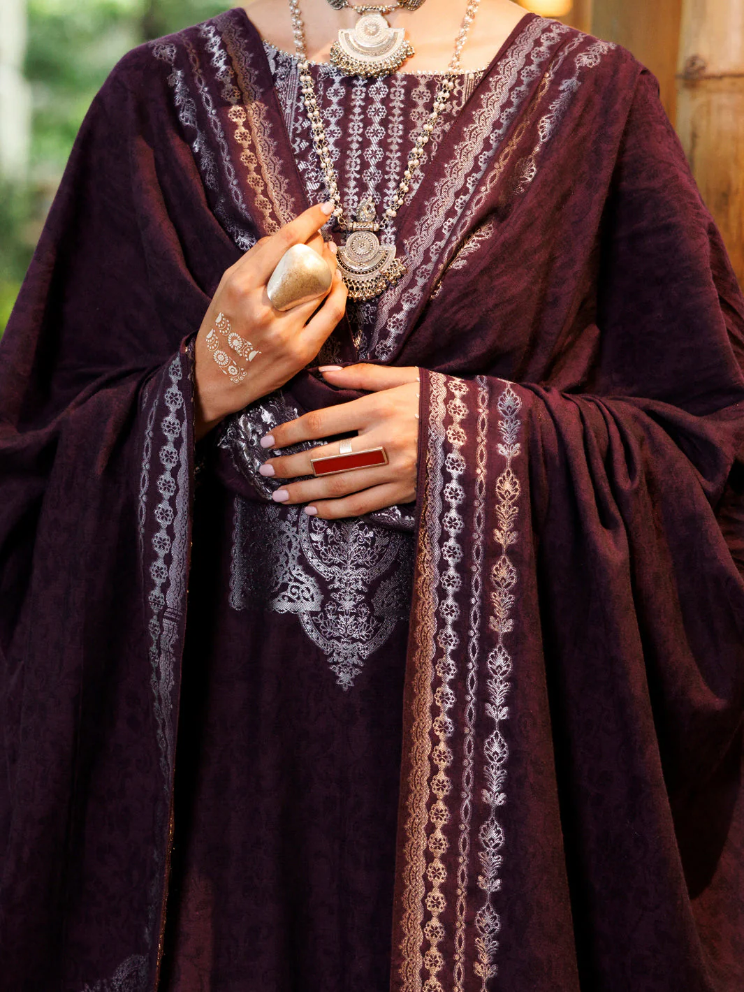 PURPLE YARN DYED JACQUARD 3PC STITCHED | ALP-3PS-2024/S FB-2024A - Image 4