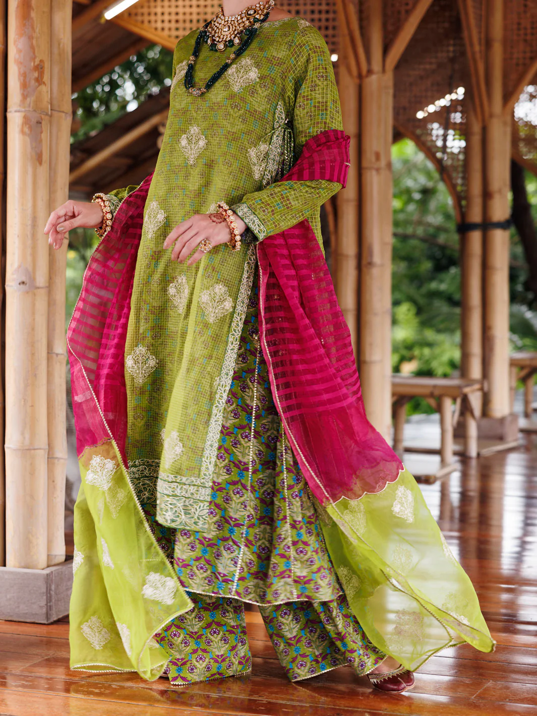 GREEN MAPLE SILK 3PC STITCHED | ALP-3PS-2026/S FB-2026A - Image 3