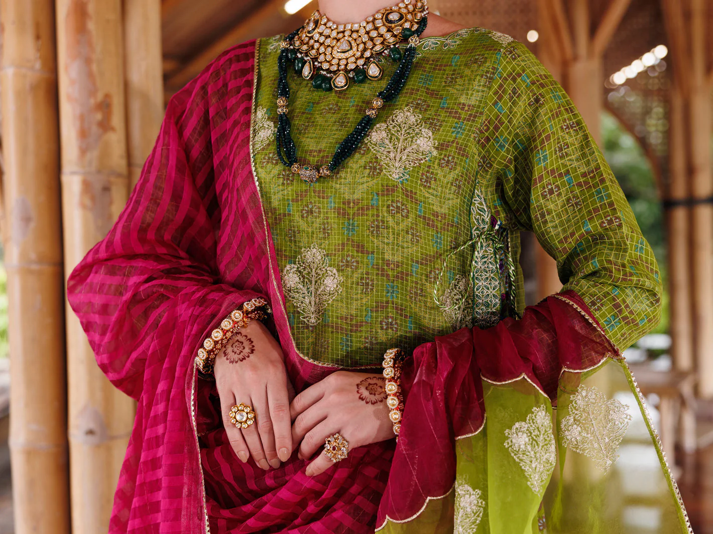 GREEN MAPLE SILK 3PC STITCHED | ALP-3PS-2026/S FB-2026A - Image 4
