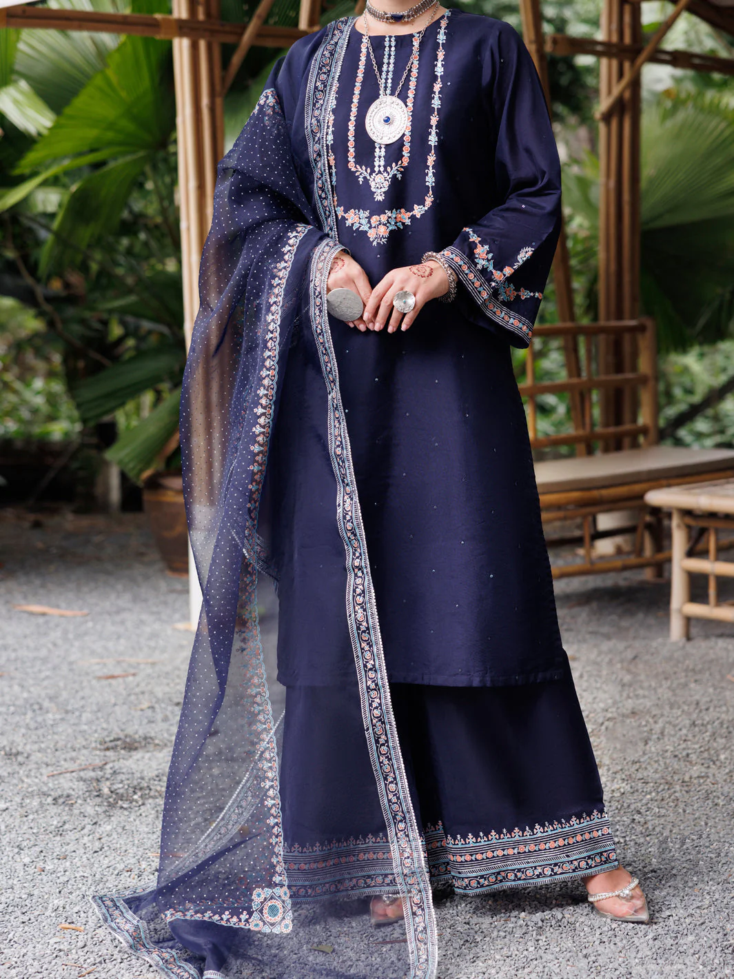 BLUE SHEESHA SILK 3PC STITCHED | ALP-3PS-2030/S AM-3001C