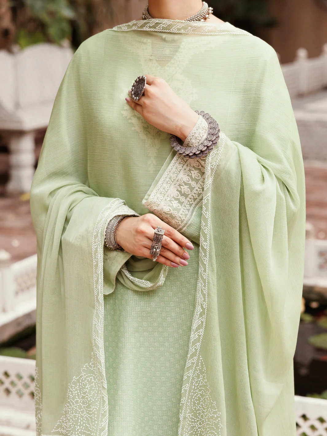 LIGHT GREEN COTTON DOBBY 3PC STITCHED | ALP-3PS-2049/S FB-2049A - Image 4