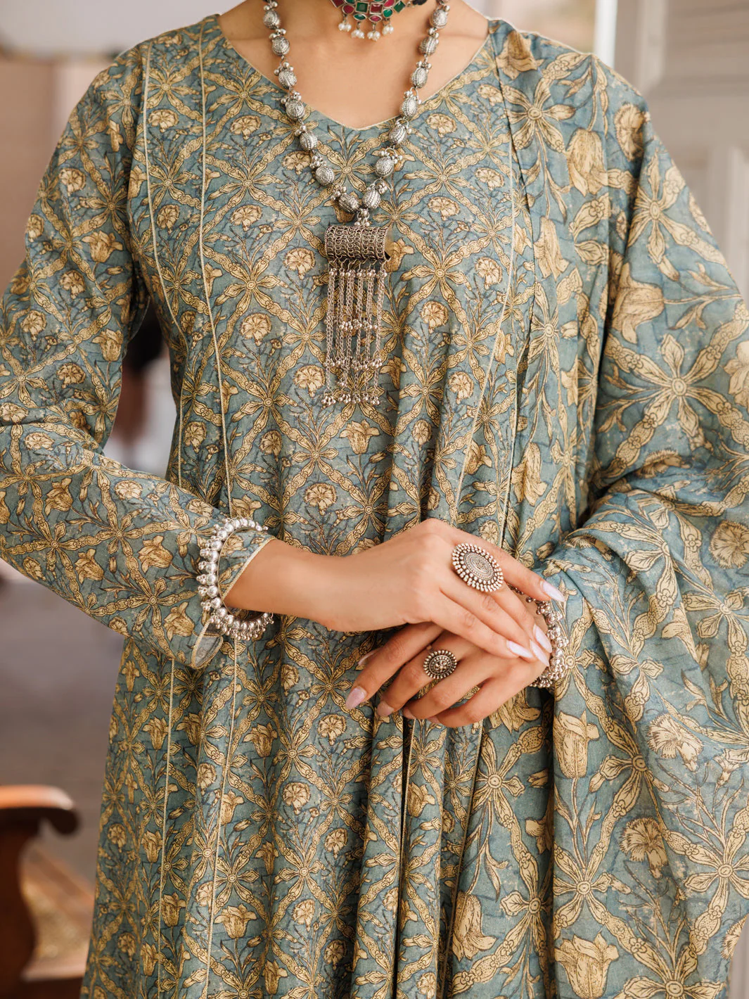MEHNDI GREEN LAWN 3PC STITCHED | ALP-3PS-2130/S FB-2130A - Image 3