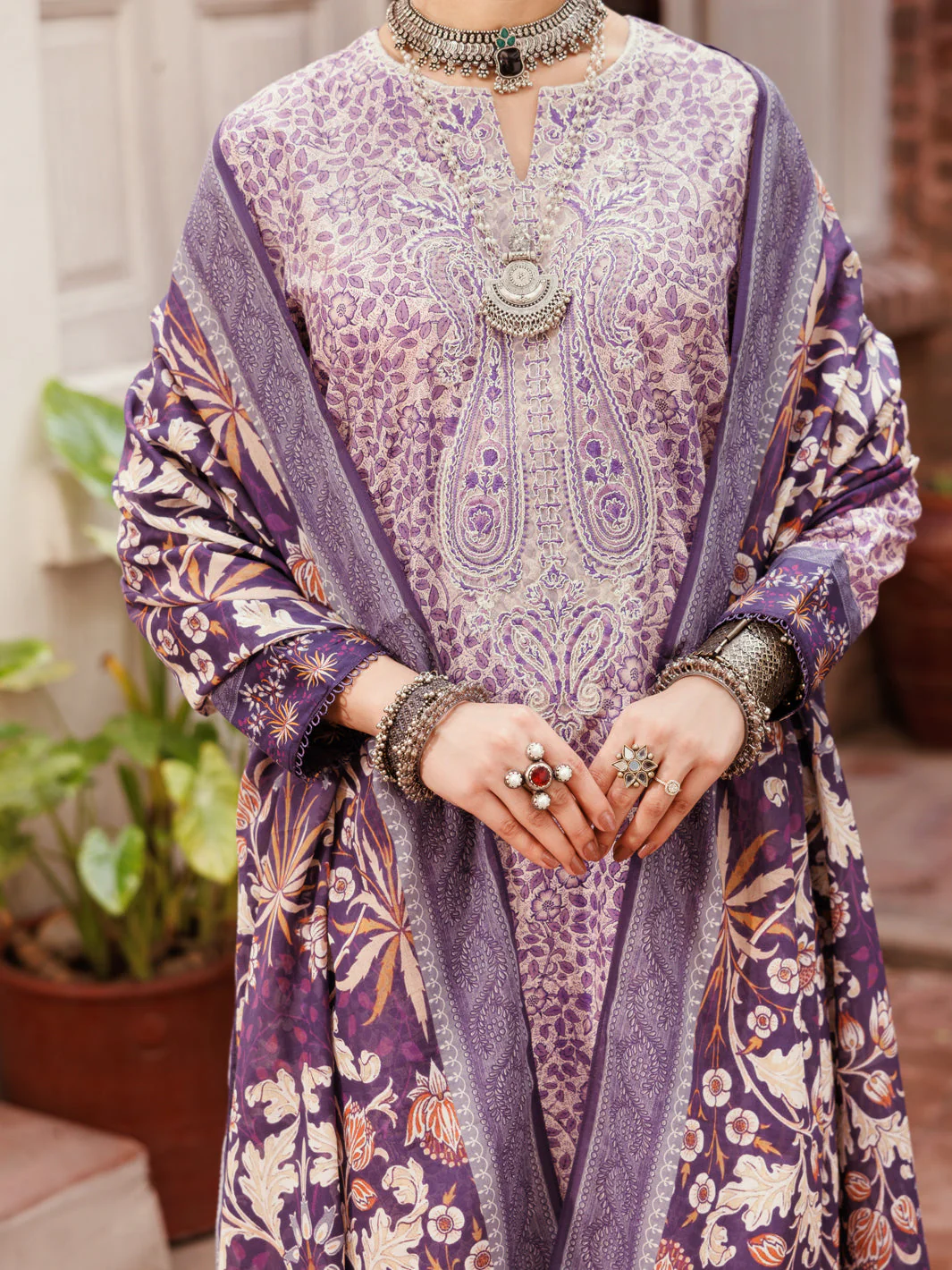 LIGHT PURPLE CAMBRIC 3PC STITCHED | ALP-3PS-2146/S FB-2146A - Image 4