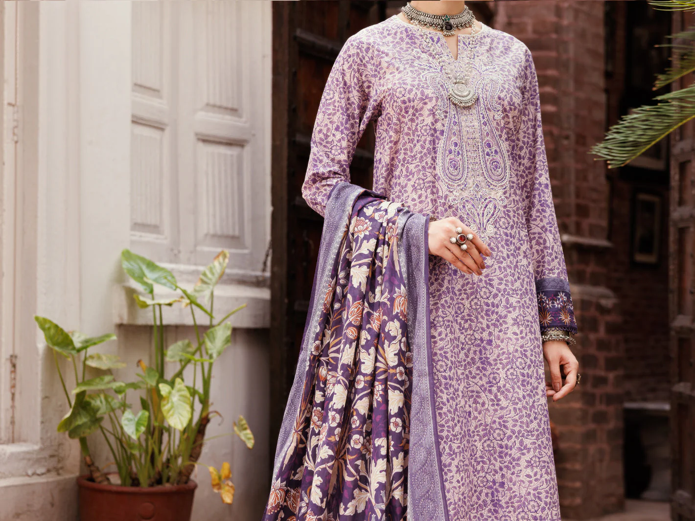 LIGHT PURPLE CAMBRIC 3PC STITCHED | ALP-3PS-2146/S FB-2146A - Image 5