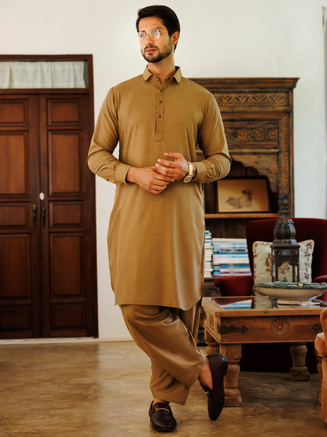 GREEN BLENDED KAMEEZ SHALWAR | ALWA-KS-502/AM-6269C
