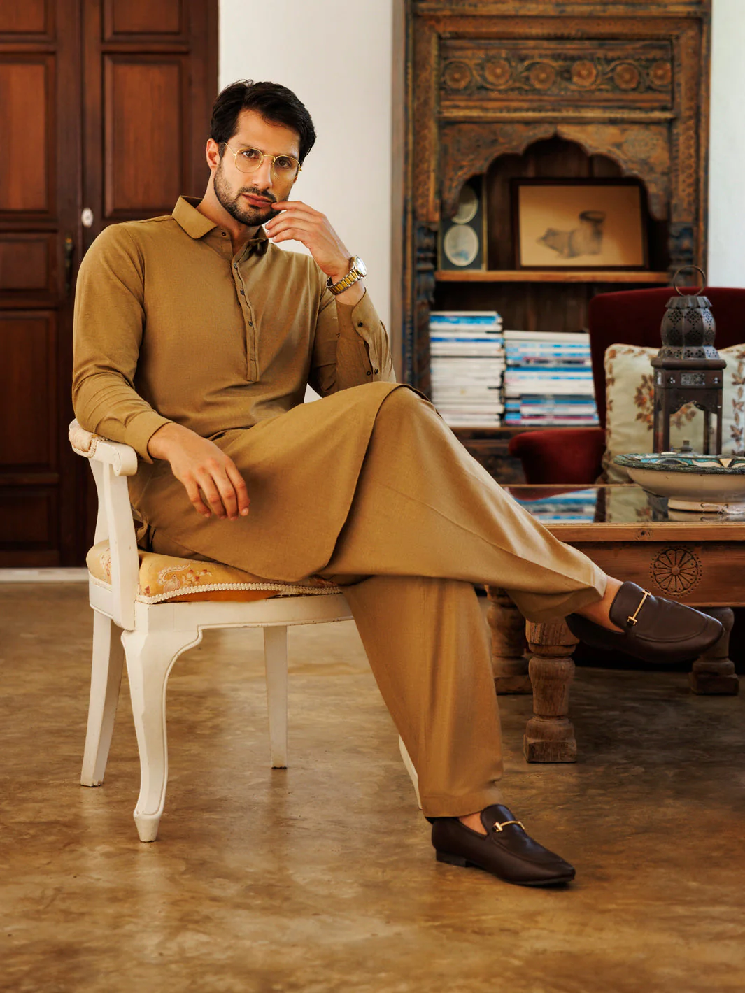 GREEN BLENDED KAMEEZ SHALWAR | ALWA-KS-502/AM-6269C - Image 2