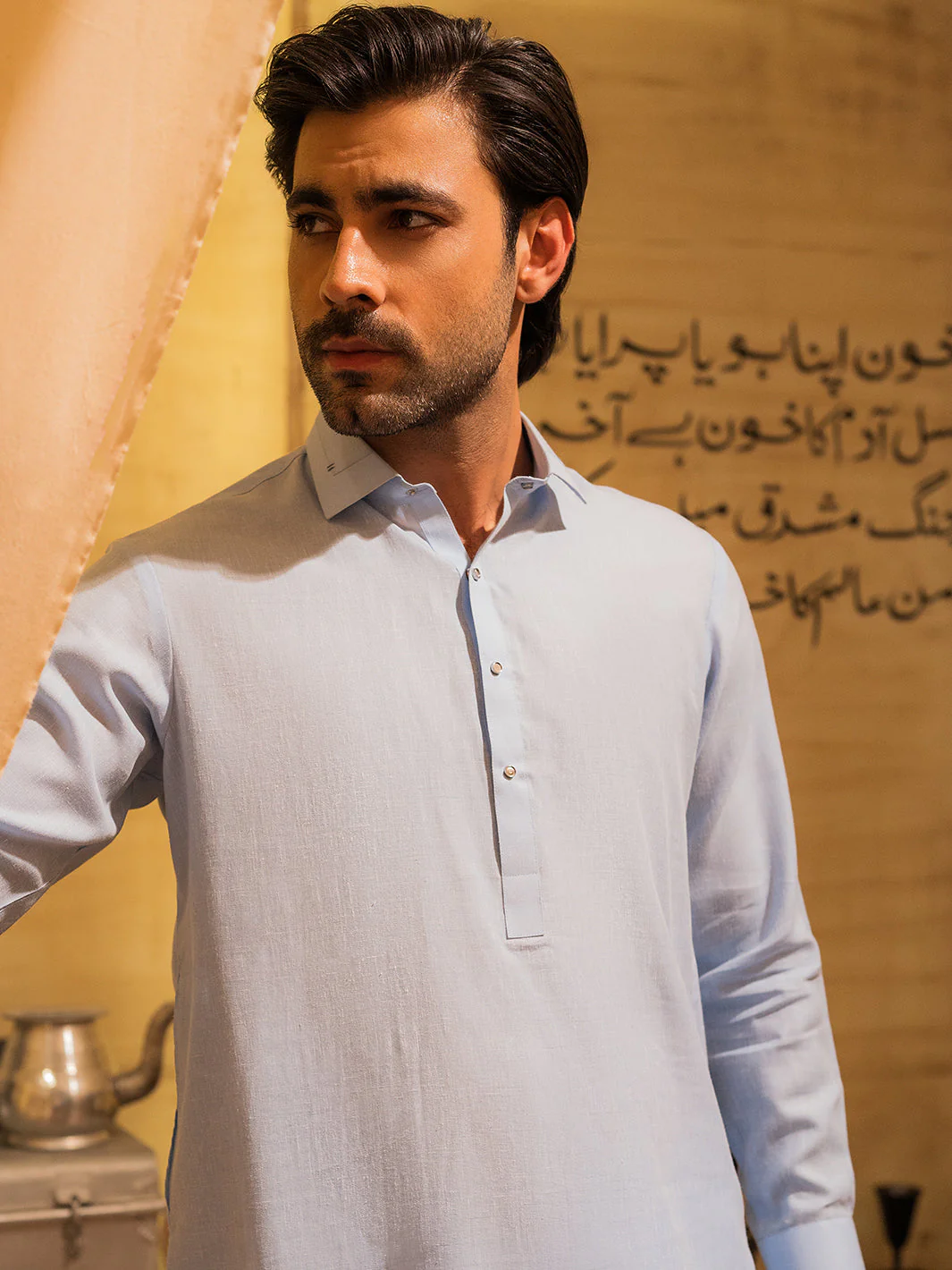 SKY BLUE BLENDED KAMEEZ SHALWAR | ALWA-KS-527/AM-6294C - Image 3
