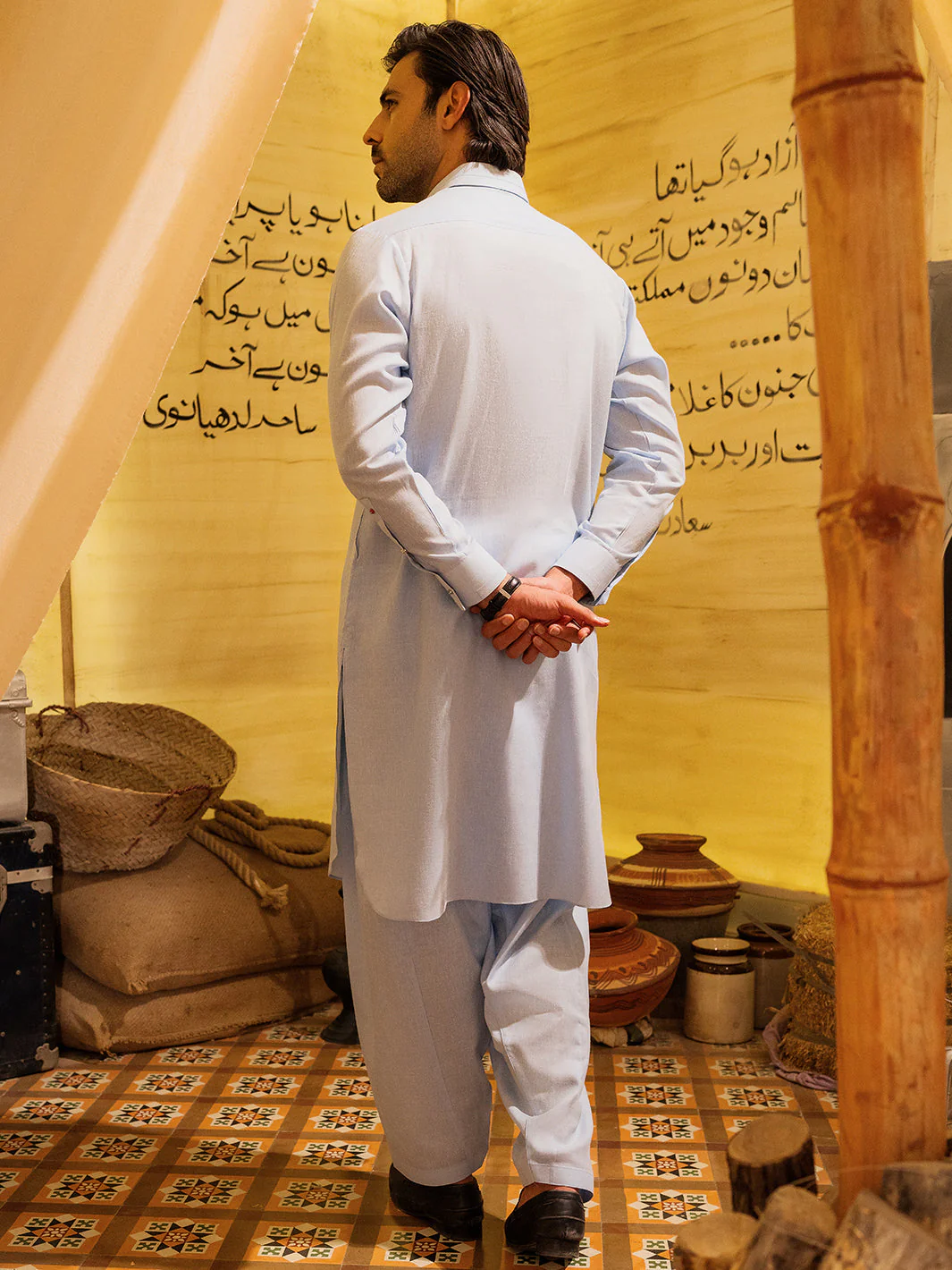 SKY BLUE BLENDED KAMEEZ SHALWAR | ALWA-KS-527/AM-6294C - Image 6