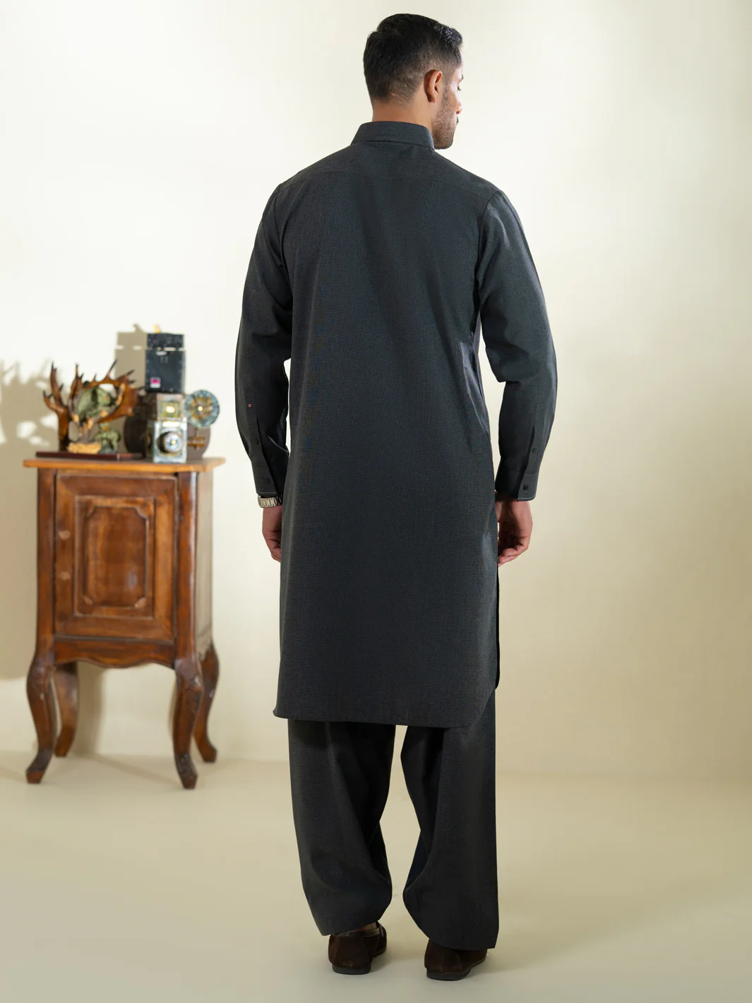 CHARCOAL GREY KAMEEZ SHALWAR | ALWA-KS-570/AM-6342C - Image 3