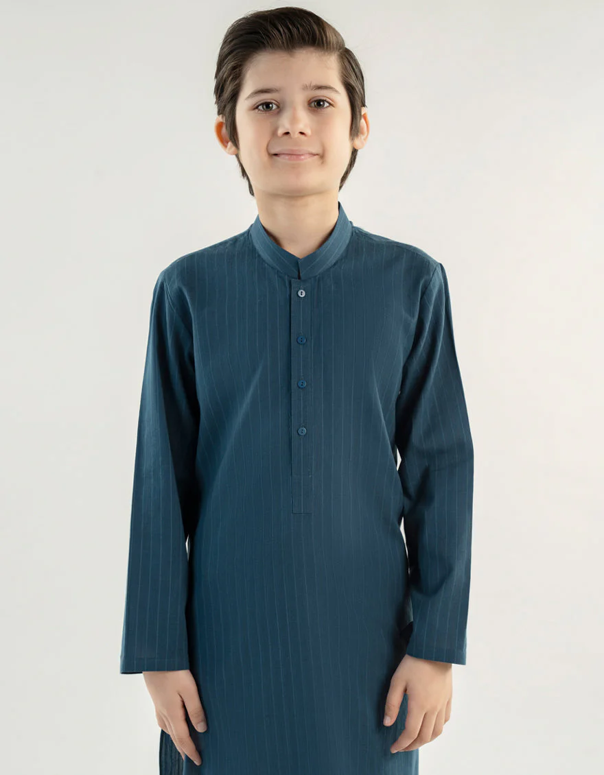 CYAN BLUE COTTON KURTA | JCK-A-39212/S24/DMR3379-PN - Image 2