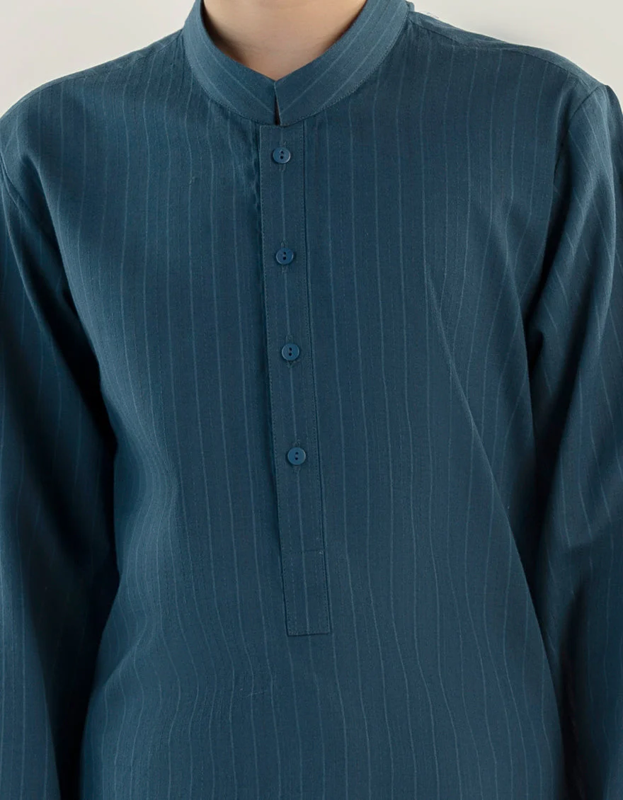 CYAN BLUE COTTON KURTA | JCK-A-39212/S24/DMR3379-PN - Image 3