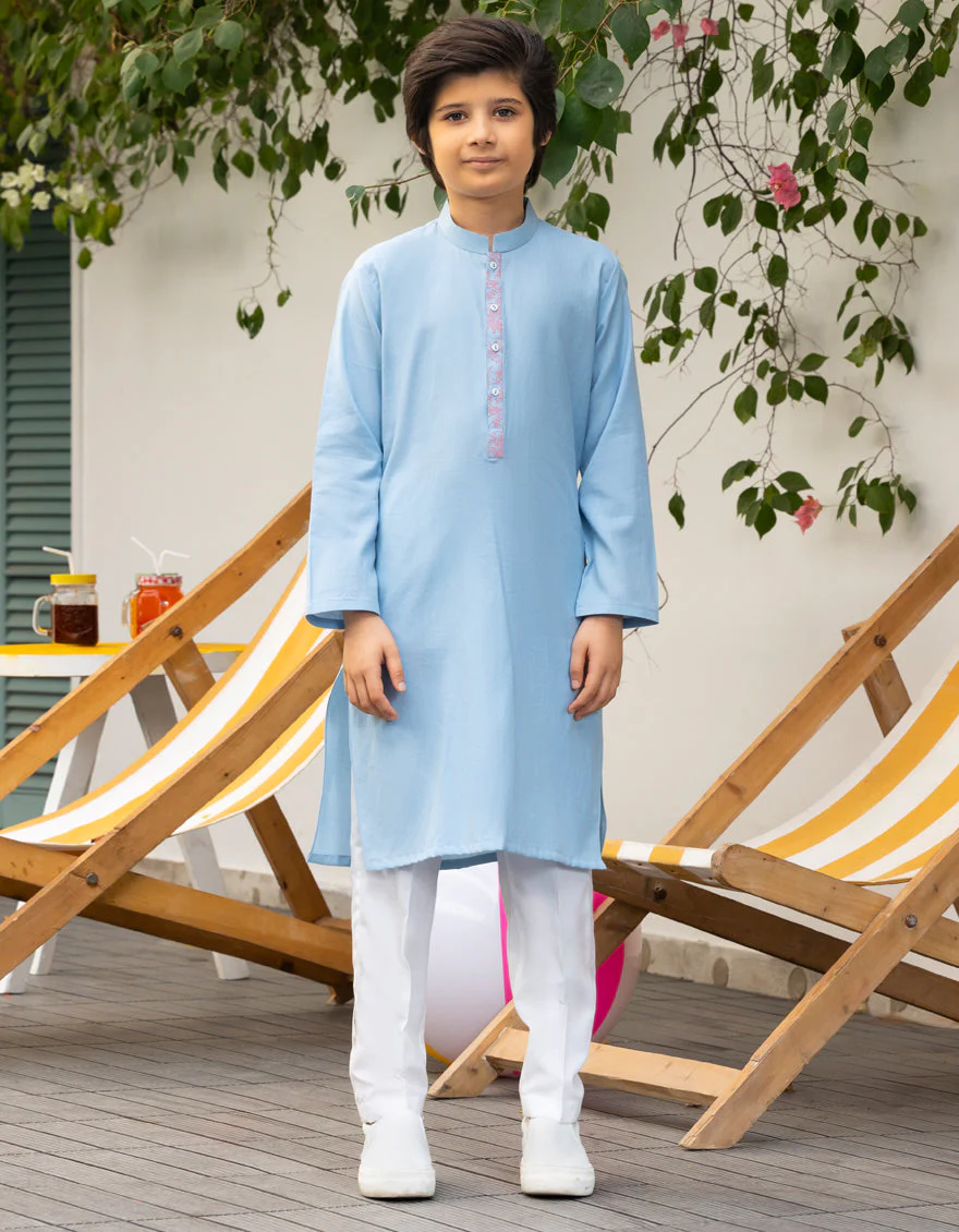 SKY BLUE COTTON KURTA | JCK-A-39219/S24/DME3237-PN