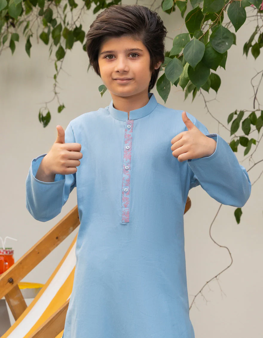 SKY BLUE COTTON KURTA | JCK-A-39219/S24/DME3237-PN - Image 2