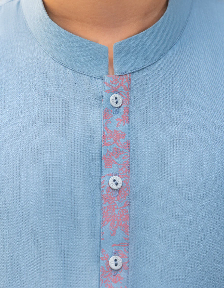 SKY BLUE COTTON KURTA | JCK-A-39219/S24/DME3237-PN - Image 3