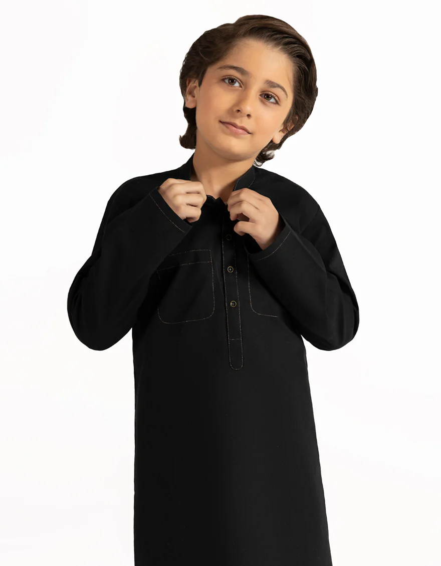 BLACK COTTON KURTA | JCK-A-42059/S26/JJ10452-CL - Image 2